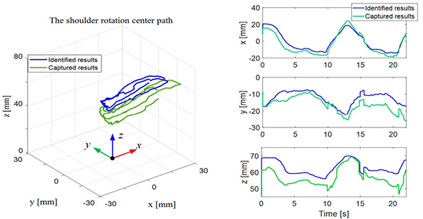 the central position of human shoulder joint changing with body movement