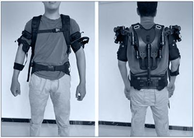 Один субъект в пассивном экзоскелете верхней конечности